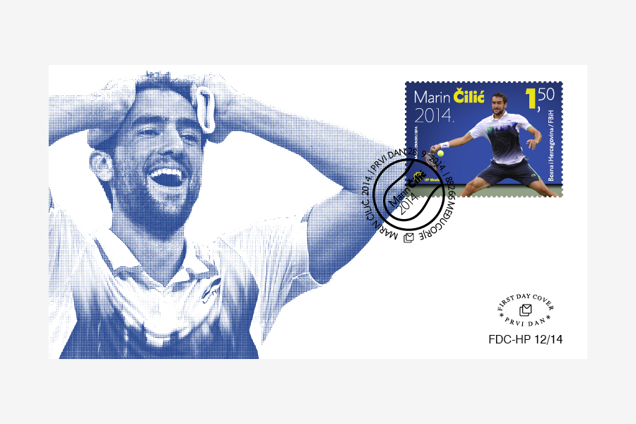 Postage stamp design: US Open champion Marin Čilić