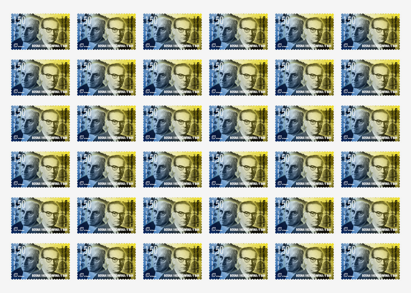 Postage stamp design B&H Nobel Laureates